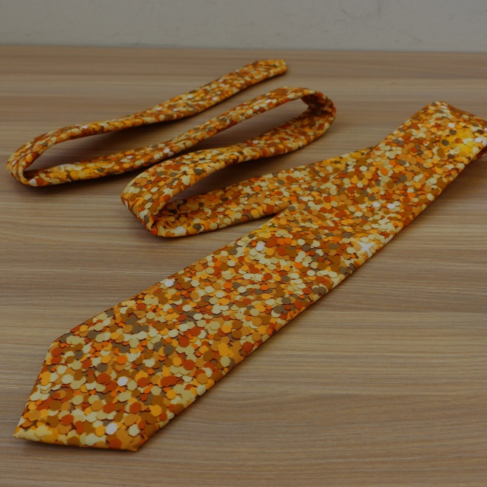 Gold Yellow Neck Tie Men Confetti Glitter Print Party Fun Funky Novelty SHINESTY